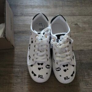 Karl Lagerfeld White Black Cat Choupette Print Sneakers size6